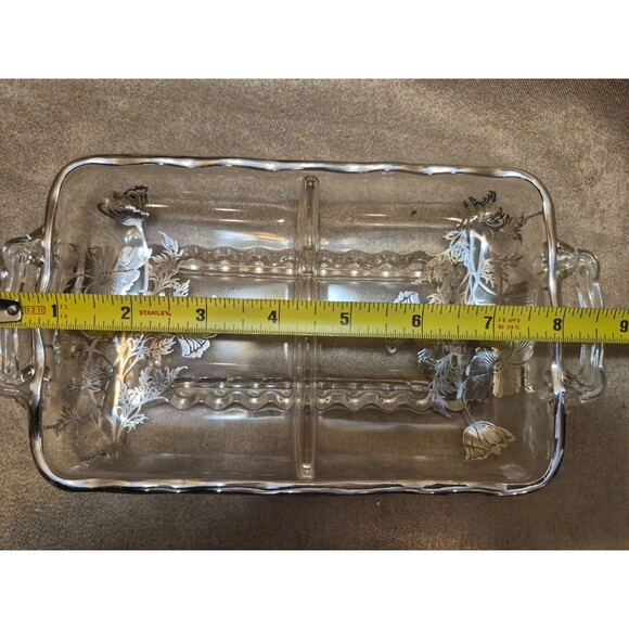 Viking Glass Princess Poppy Sterling Overlay 2 Part Divided Dish Silver City - Picture 12 of 13